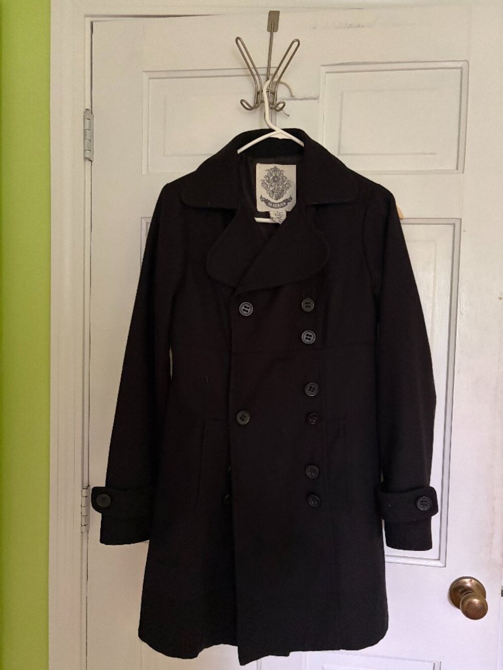 STYLISH BB DAKOTA DOUBLE-BREASTED PEA COAT - BLACK - M